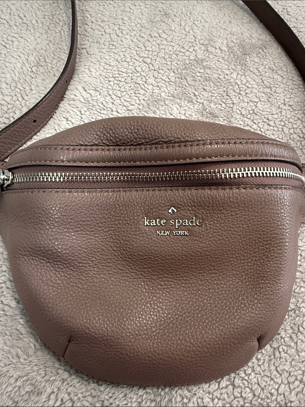 kate spade New York brown/grey pebbled leather crossbody belt bag